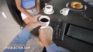 Skinny foot fetish nanny Candee Licious rides huge cock in POV
