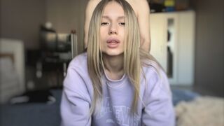 The girl in a sexy dress seduced her boyfriend hard