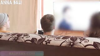 The pretty babe almost got caught on the couch by her husband