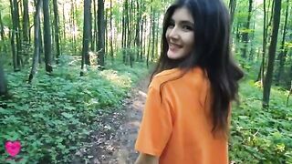 A hungry girl met a guy in the forest and got her needs fulfilled
