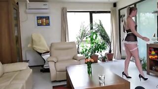 Maid gets her asshole gapped for the first time