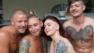 Amateur foursome sex with two couples,OWIAKS and LeoKleo, swapping partners hard