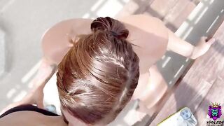 Busty Latina gets convinced to fuck on the rooftop with a hot amateur