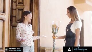 The owner of the flower shop wants to touch pussy of her crush