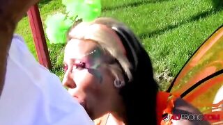 A nice fuck in the yard for the tattooed cosplay model Lily Fatale