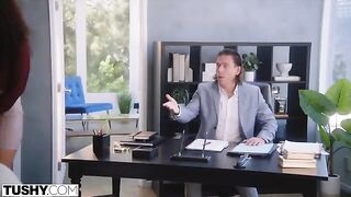 The girl showed her ass to the potential employer in TUSHY style