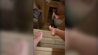 This guy masturbates in sauna and I went there to fuck him