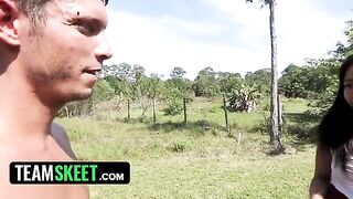 Worker got fired and fucked the ebony babe in the garden
