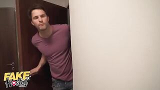 Two girls in a hostel room get horny and look for a guy to have sex with
