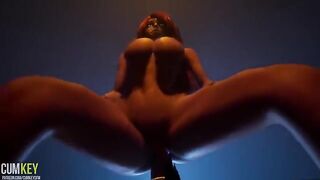 Big-breasted woman gets fucked by a huge monster cock