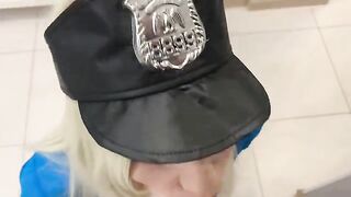 A sexy girl in a police uniform arrives at the apartment to catch a robber