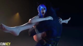 Furry girl mates with a big cock monster in 3D