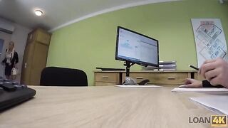 Business lady takes a risky loan from the bank