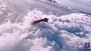 Nice woman has anal sex on the beach with her boyfriend