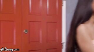 Eliza Ibarra caught with her stepmom, showcasing passionate girl-on-girl action