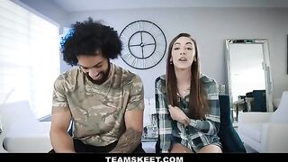 Girlfriend gets banged in crazy poses, showcasing petite charm