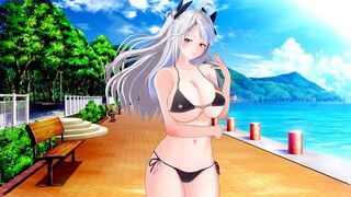 Big tits waifu Prinz Eugen fucks in POV