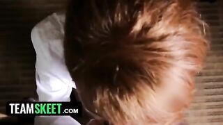 Young and innocent housekeeper Abbey Rain gets dominated and fucked hard