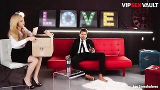 Petite Spanish beauty Claudia Bavel enjoys her first threesome on camera