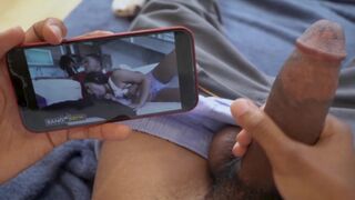 Young guy masturbates to his own video with hot Julz Gotti