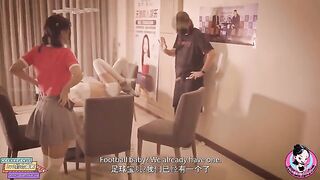 An attractive Chinese girl is training to be a soccer player