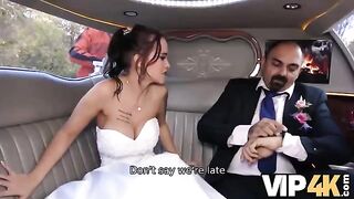 A bride allows her husband to watch her getting fucked in the car