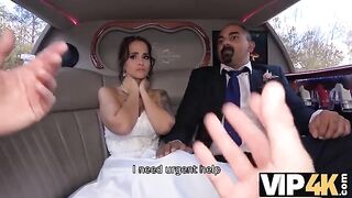 A bride allows her husband to watch her getting fucked in the car