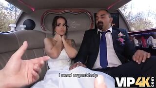 A bride allows her husband to watch her getting fucked in the car