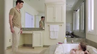 Step sister gives big dick step bro a bath tub massage