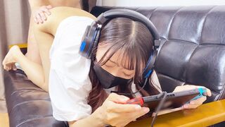 The couple gets tired of playing video games and decide to fuck