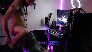 A cute gamer girl gets her pussy railed while playing Destiny 2