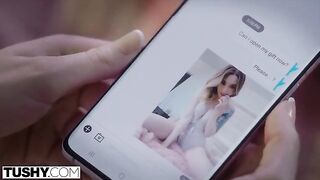 Petite blonde girl got her asshole gapped by an older man in a steamy TUSHY scene