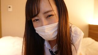 A Japanese girl in a sailor suit masturbates a guy’s cock