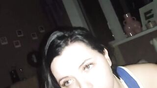A hot brunette chick gave me a blowjob in the hotel room