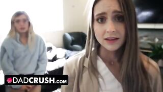 Stepdad punishes his two stepdaughters for their naughty behavior