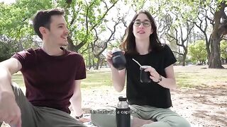A day at the park turns into a public blowjob session with a cum swallow