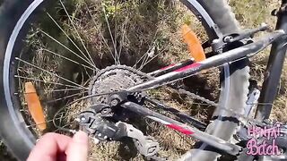A girl is having fun with a guy she met outdoors