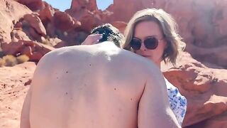 Babe fucked by friend on a desert hike