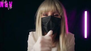 A crazy nurse in latex gloves brings the guy to a powerful orgasm