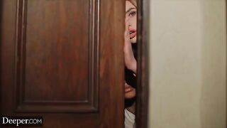 Scarlit and Kenzie are submissive to a mysterious host in a captivating scene