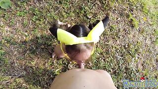 A Japanese girl in erogenous areas tenderly fucked outdoors