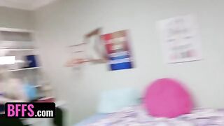 Two roommates' cocks shared by college girls in wild party