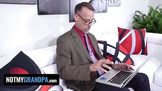 Madi Collins, cute ginger, fucked by old pervert in taboo scene