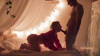 A couple enjoys a warm, intimate homemade sex session