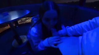 Romantic evening in the amusement park with a stunning blonde