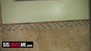 Pervert guy caught step sister Natalie Porkman rubbing her pussy on the pillow