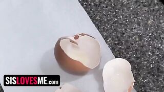 Curvy step sis Dana Wolf gets her juicy pussy railed in the kitchen
