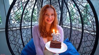 A cute skinny girl was fucked on her 18th birthday in a passionate scene