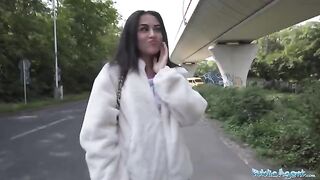 Petite teen nearly gets run over, gets fucked instead