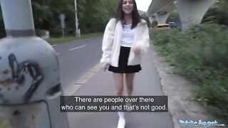 Petite teen nearly gets run over, gets fucked instead